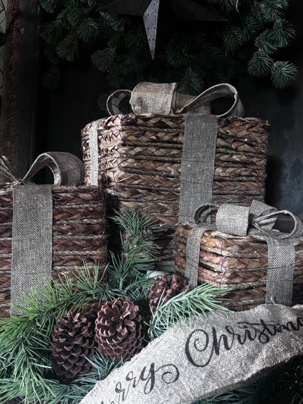 Led cadeautjes set met jute strik