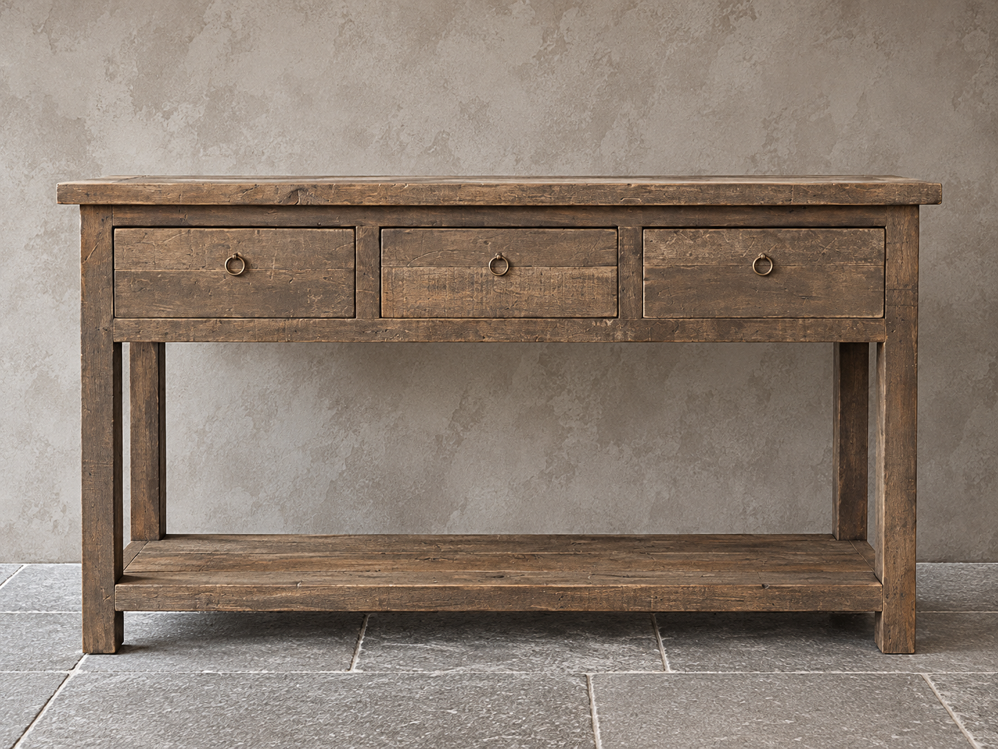 Side Table Driftwood met 3 lades & onderblad
