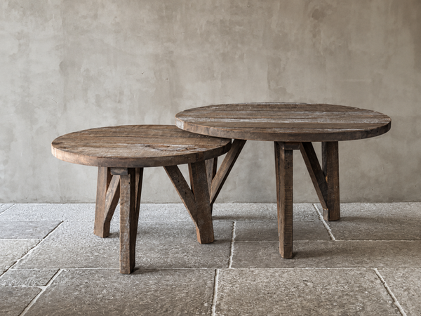 Ronde Salontafels driftwood set van 2 | Trapa Living