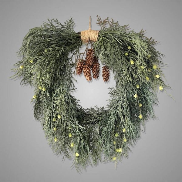Wreath Thuja With Cones and Rope Green D. 58 cm