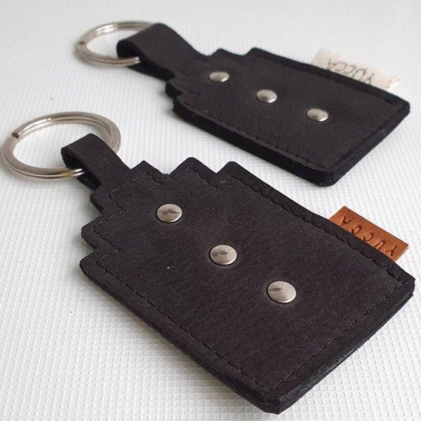 Sleutelhanger Grachtenpand zwart leer