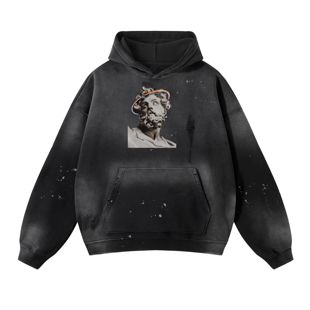 vintage washed frayed hoodie