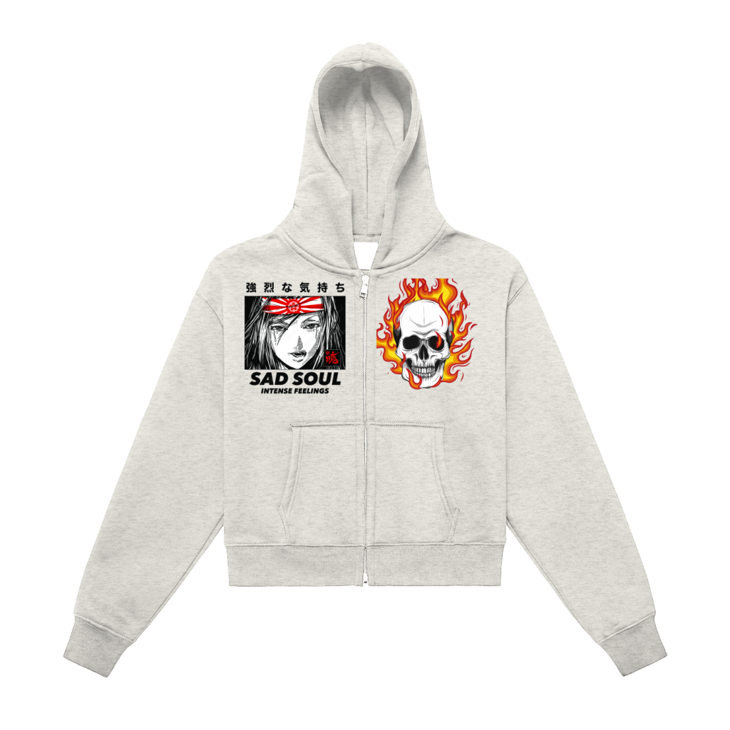 zip-up cropped hoodie