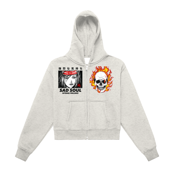 zip-up cropped hoodie