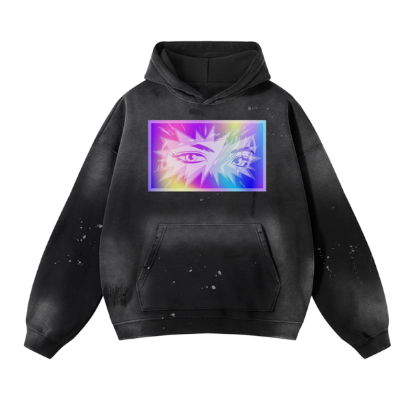 vintage wash frayed hoodie