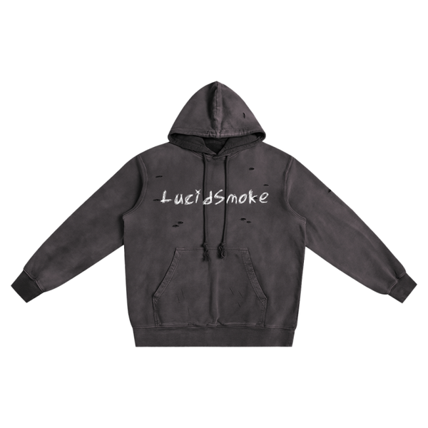 heavyweight pure cotton hand-frayed monkey washed hoodie