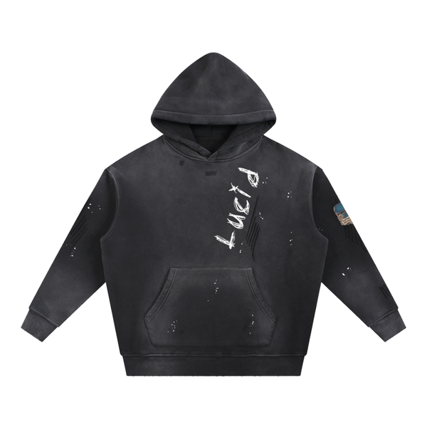 vintage washed graffiti hoodie