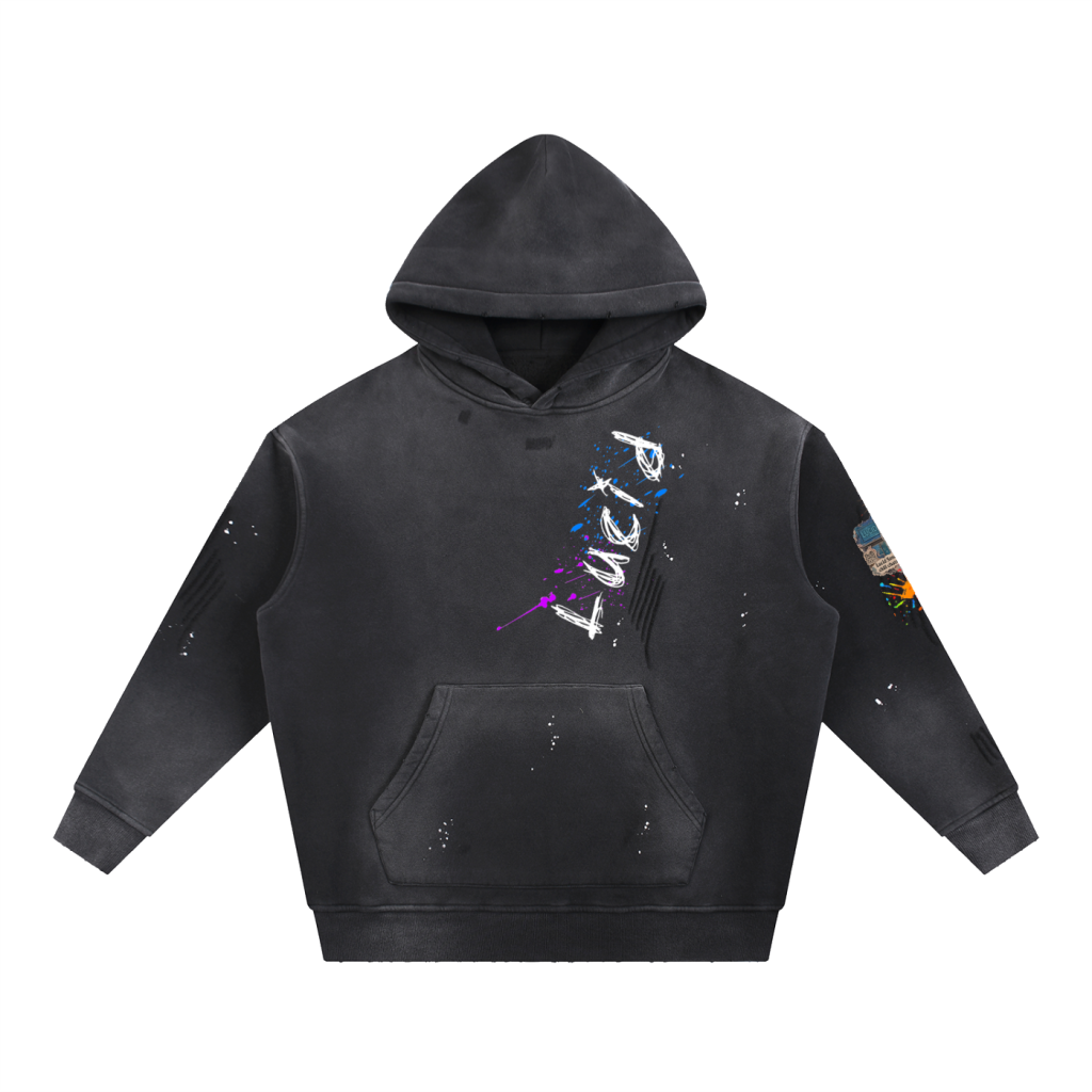 vintage washed graffiti hoodie