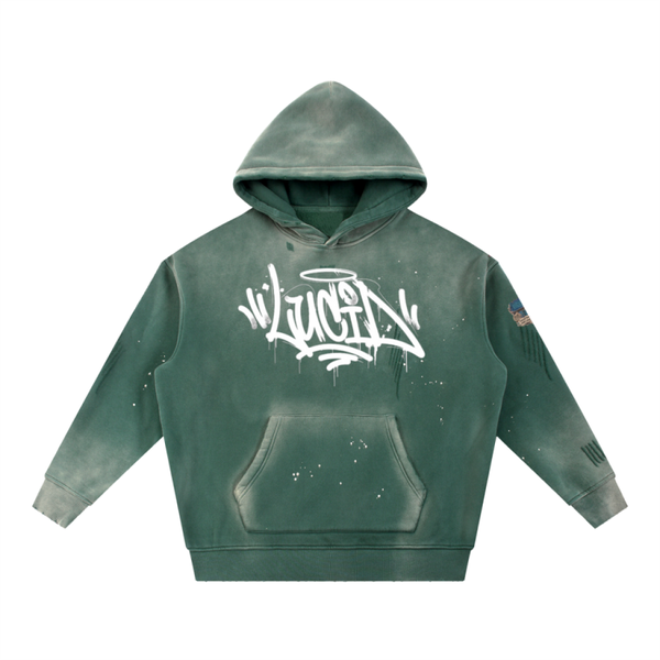 vintage washed graffiti tag hoodie