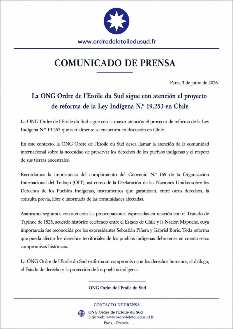 Comunicado de prensa junio 2026 ordre de l'Etoile du Sud 