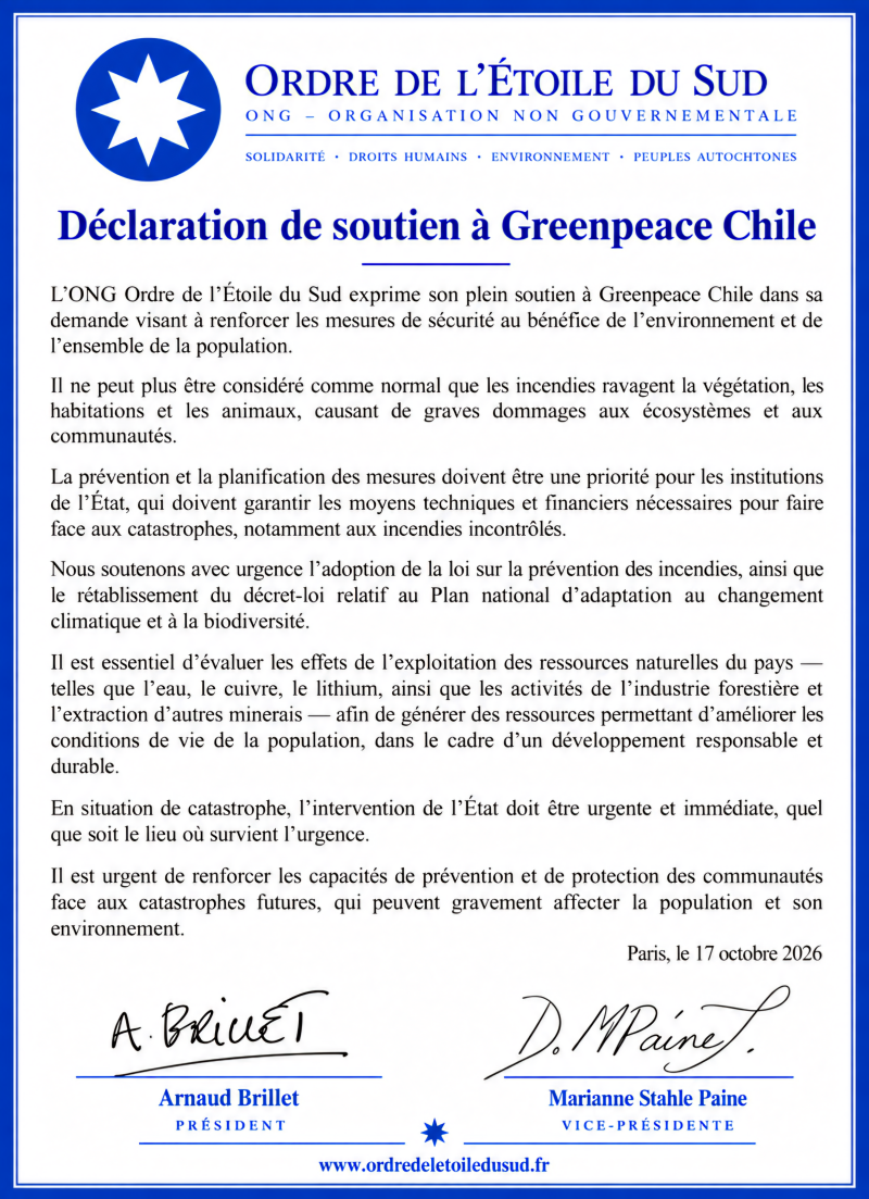 Ordre de l'Etoile du Sud Greenpeace