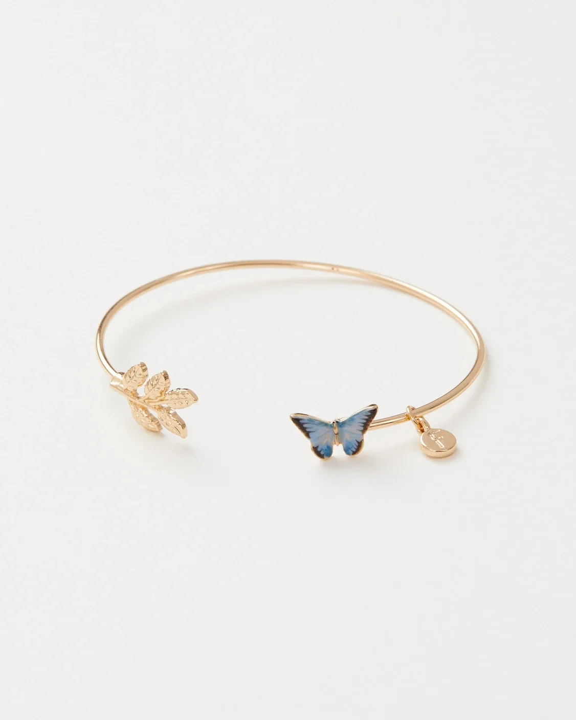 Vlindergeluk- armband met blauwe vlinder