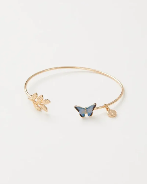 Vlindergeluk- armband met blauwe vlinder