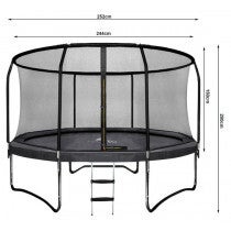 Trampoline 252cm met veiligheidsnet en trapladder, tot 150kg belastbaar 5 jaar garantie 7982