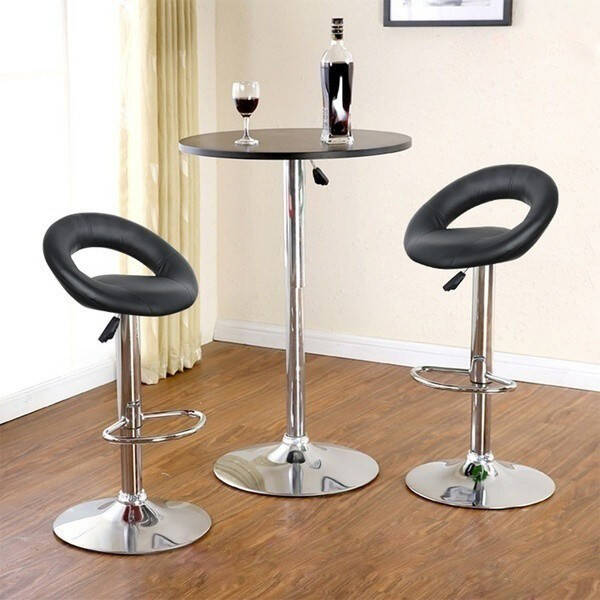 Barkruk met gasveer in hoogte verstelbaar met voeten- en lendensteun chroom zwart (1 stuk)