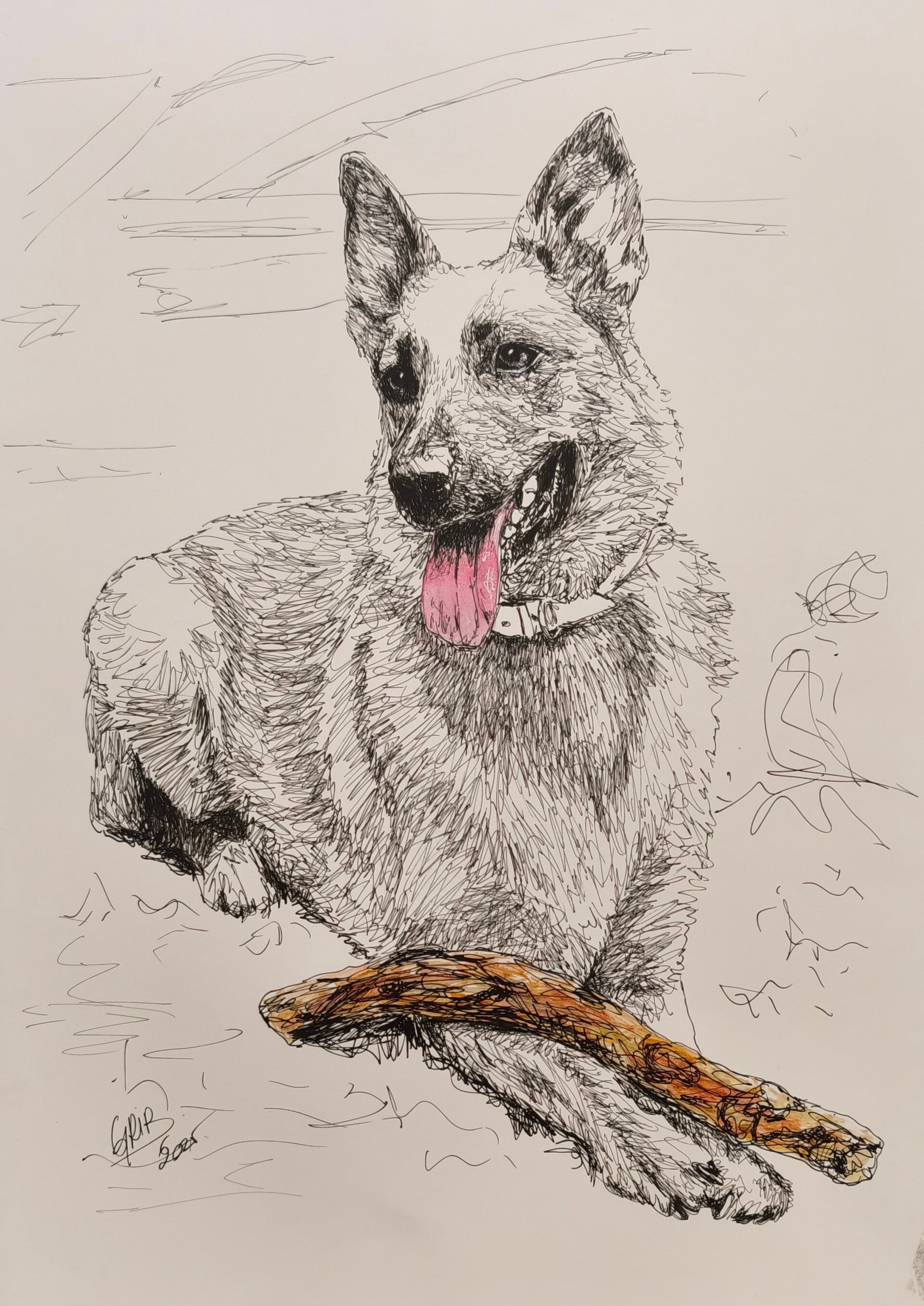 Berger Allemand Nala - Impression d'Art Numérotée