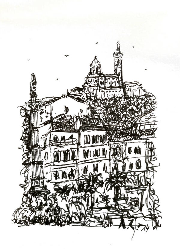 Place Castellane et la Bonne mère (13) - Oeuvre Originale ou Impression d'Art Numérotée