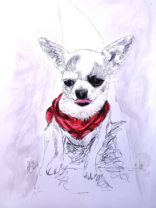 Chihuahua foulard - Impression d'Art Numérotée