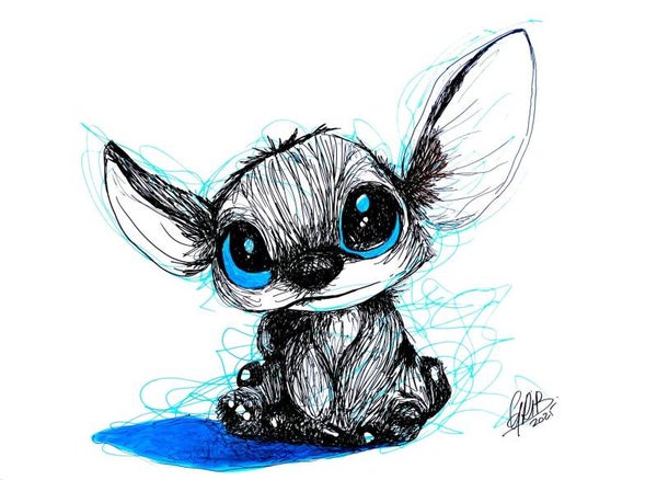 Stitch - Oeuvre originale ou Impression d'Art Numérotée