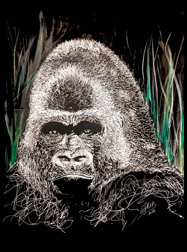 Gorille dos argenté - Impression d'Art Numérotée
