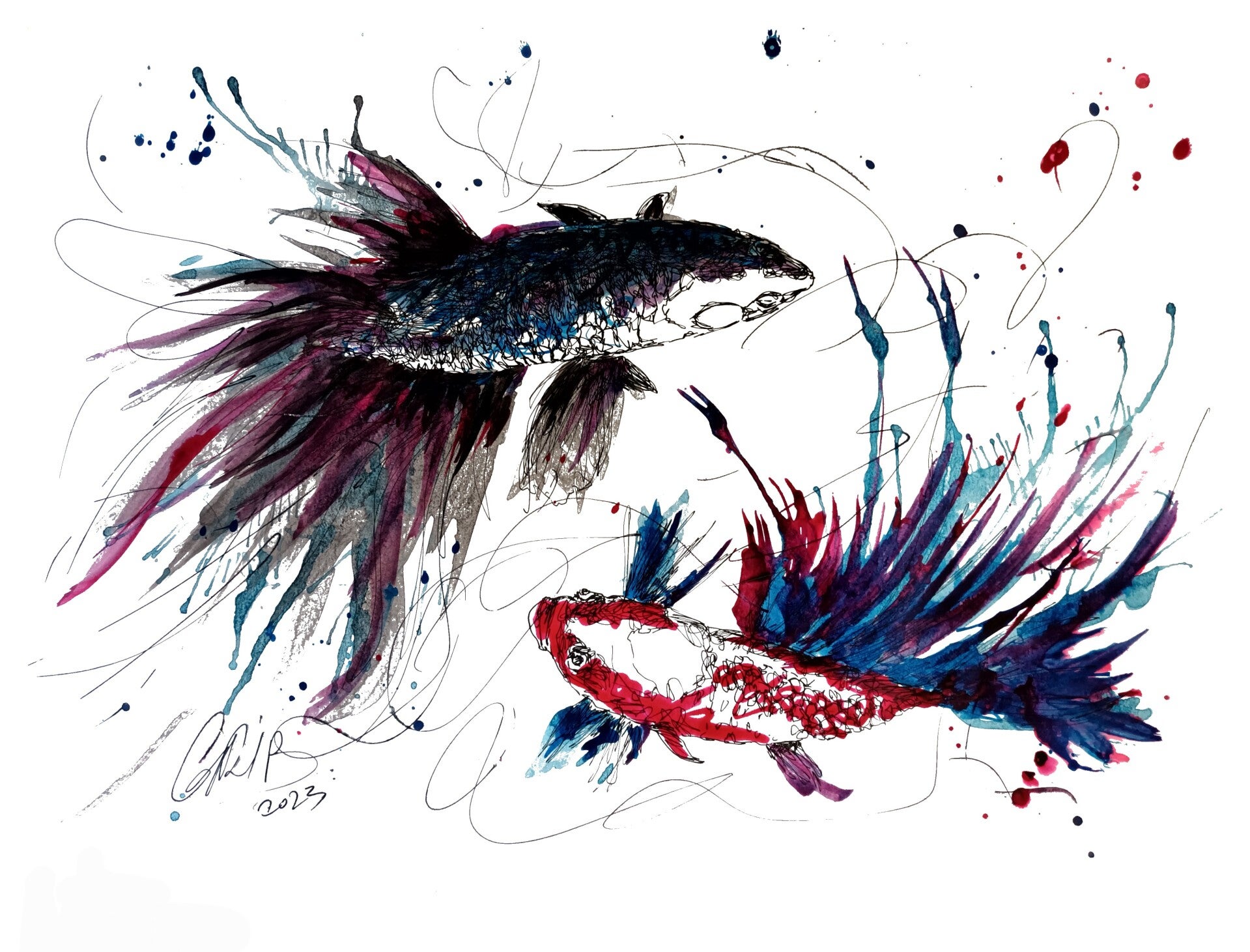 Les Combattants - Oeuvre Originale ou Impression d'Art Numérotée