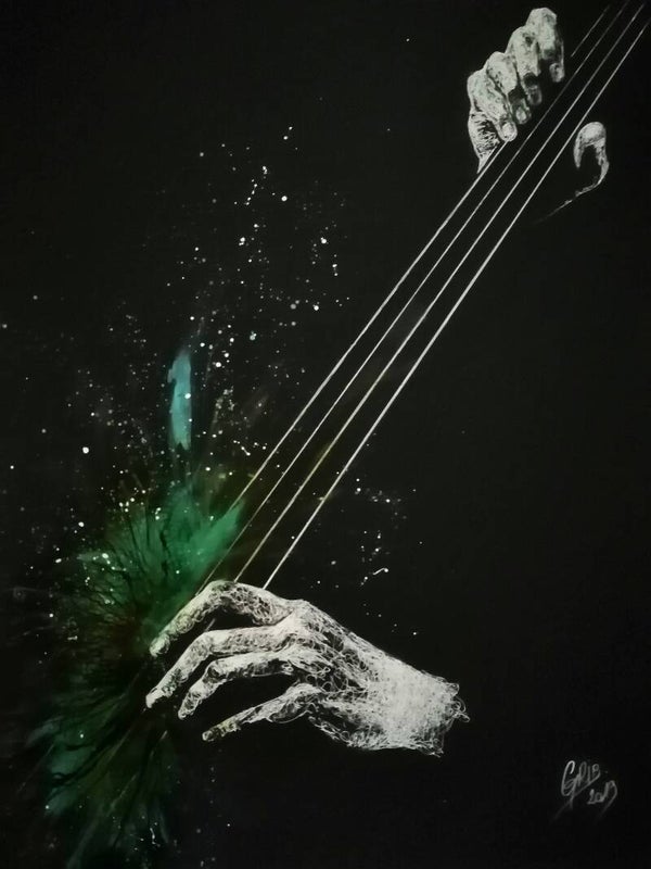 Mains et contrebasse - Impression d'Art Numérotée