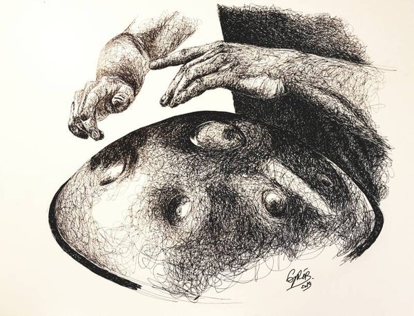 Mains et Hang pan - Impression d'Art Numérotée