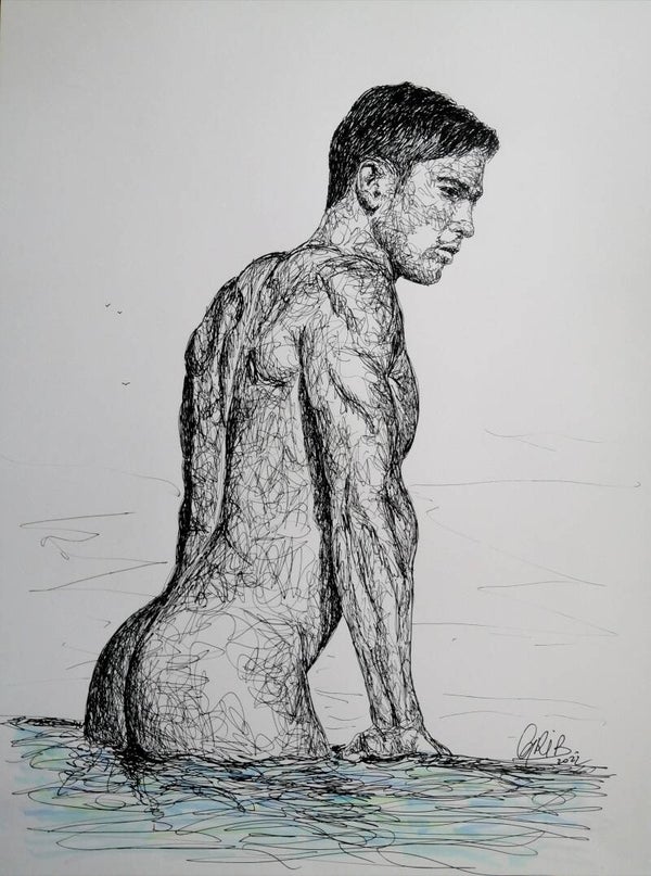 Nu Homme 1 - Oeuvre Originale ou Impression d'Art Numérotée