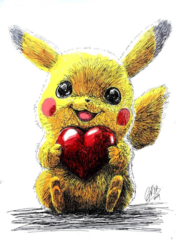 Pikachu - Oeuvre originale ou Impression d'Art Numérotée
