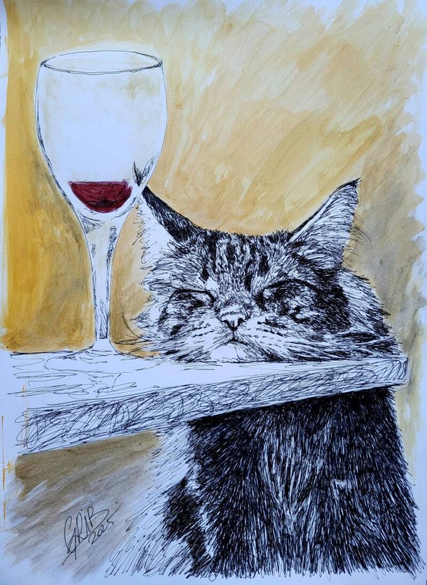 Chat festif - Originale ou Impression d'Art Numérotée