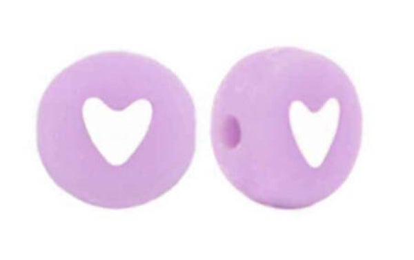 Paarse pastel hartjes kralen