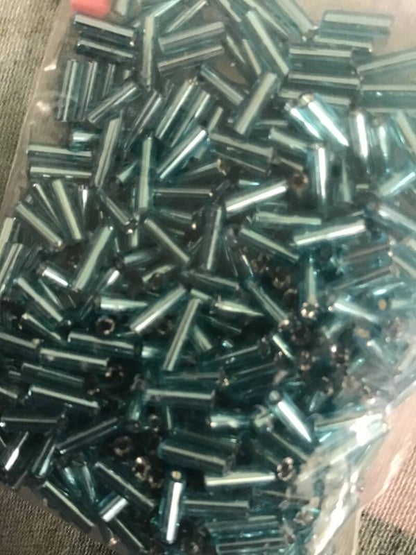 Blauwe kralen stokjes per 10 gram