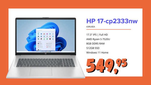 HP 17.3 F-HD IPS RYZEN 5 7520U 8GB DDR5 512GB W11H