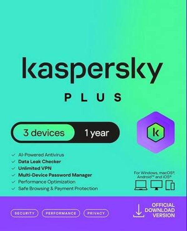 Kaspersky Plus  3 Device - 1 Jaar