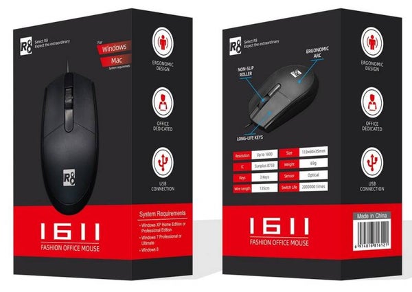 R8 1611 Optical USB Zwart Retail