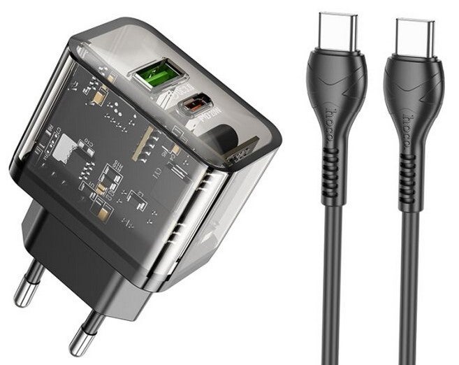 Dual-Port Fast Charger Set Type C Transp. N34