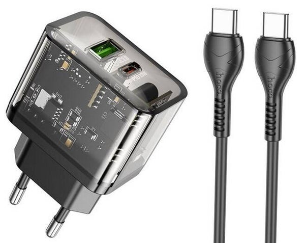 Dual-Port Fast Charger Set Type C Transp. N34