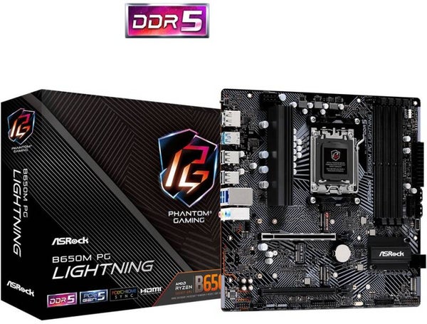 ASRock AM5 B650M PG Lightning DDR5/M.2/DP/HDMI/µATX