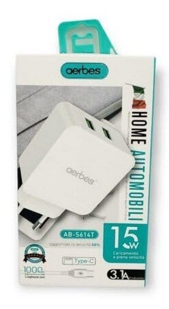 AB-S614T Dual USB-C  Port 3.1A Fast