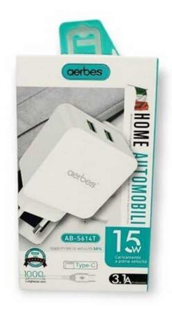 AB-S614T Dual USB-C  Port 3.1A Fast
