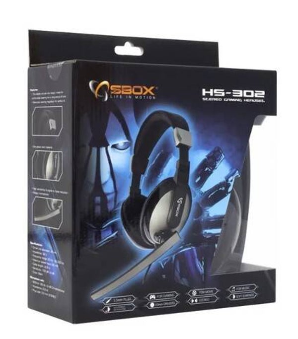 SBOX HS-302 | On-Ear Gaming Headset 3,5mm Connector | Zwart/Grijs