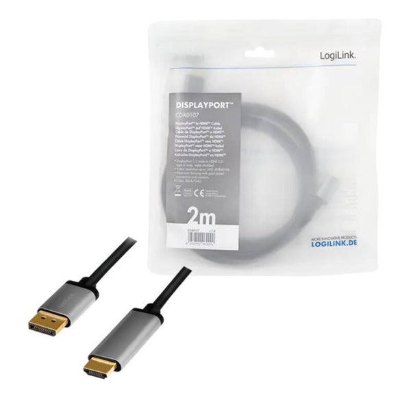 LogiLink DisplayPort 1.2 --> HDMI 2.00m 4K/60Hz CDA0107