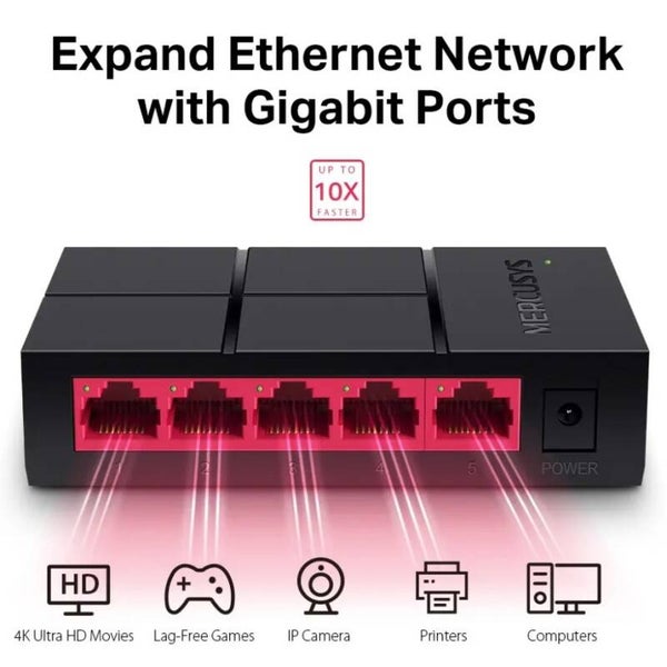 5 Port 1Gbps Kunstof behuizing MERCUSYS