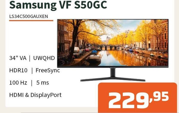 Samsung ViewFinity S50GC 34Inch 3440x1440 100HZ DP