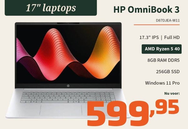 HP OmniBook 3 17.3 F-HD IPS Ryzen 5 40 8GB DDR5 256GB W11P