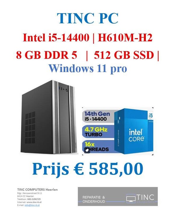 Intel i5-14400  8GB DDR5 512GB Win11Pro  Aktie