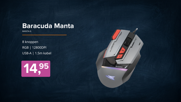 BARACUDA MOUSE MANTA-G RGB 16.8M Colours 12800DPI 8 button