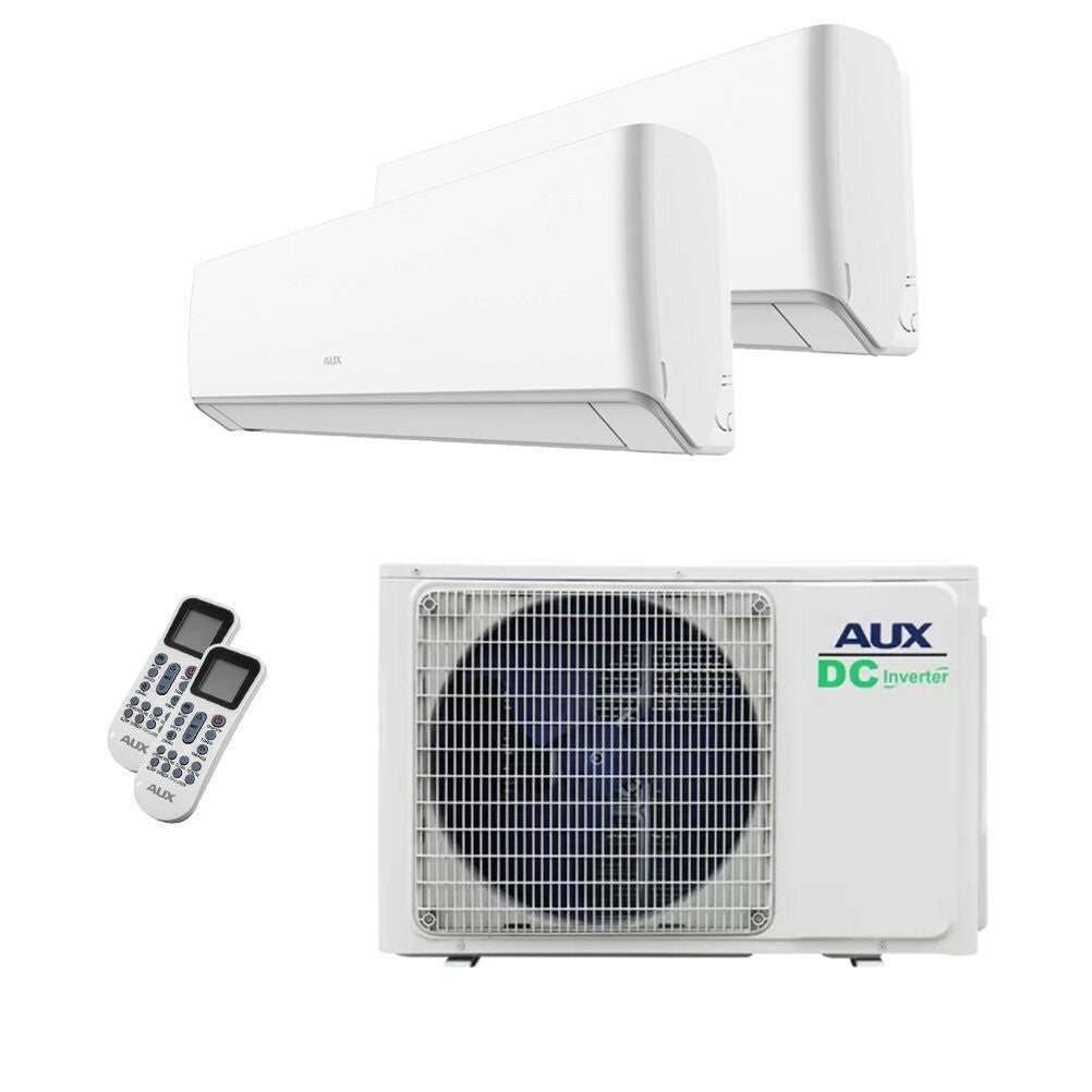 AUX multi-split unit airco 5,0 kW Wit Deluxe met 2 x 2,5 kW binnen units