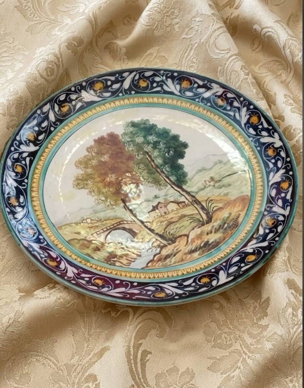 Piatto decorato a mano Castelli 41 cm