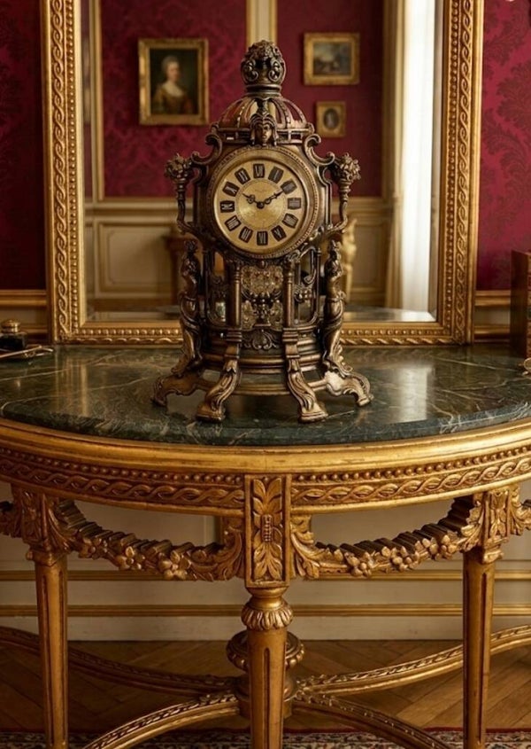 Orologio da tavolo barocco in ottone Mercedes